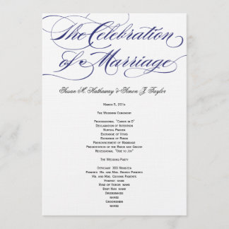 Programa Elegant Script Wedding Program - Marinho