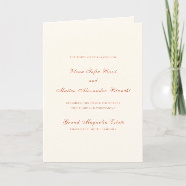 Programa Elegant Terracotta Modern Classic Wedding (Frente)