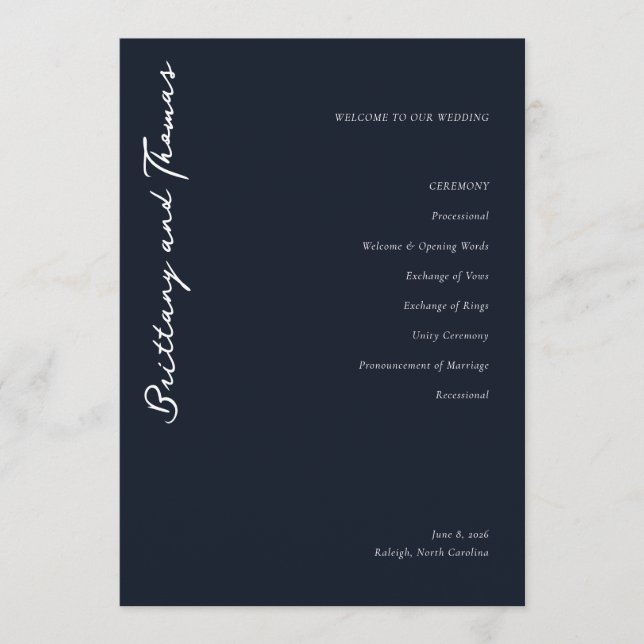 Programa Elegant Wedding Ceremony Program (Frente)