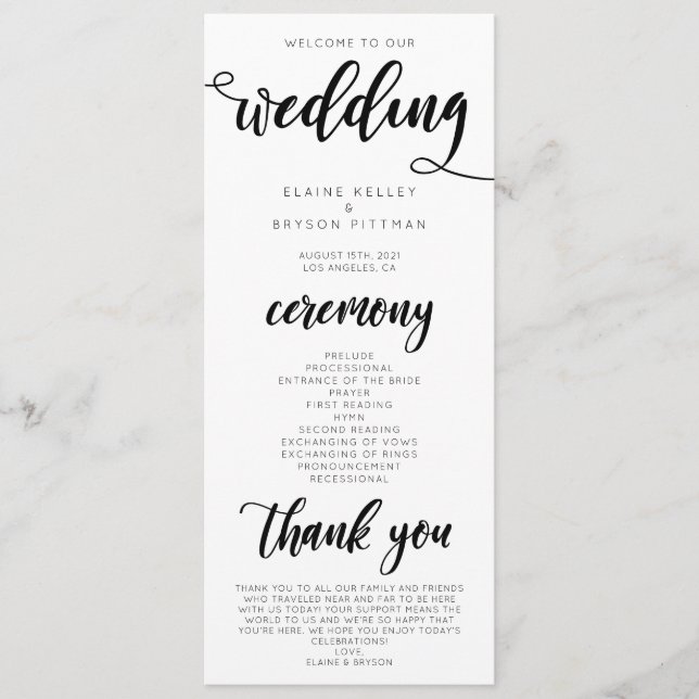 Programa Elegant Wedding Ceremony Program (Frente)