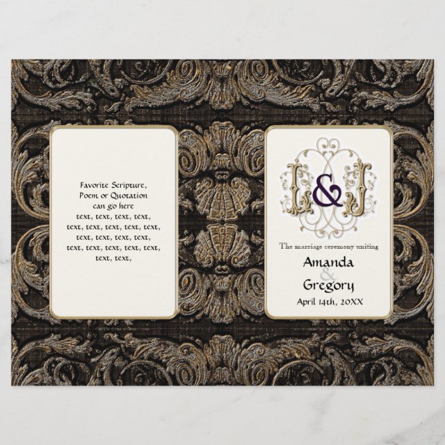Programa Elegante Antiquado Barroco Dourado, Casam (Frente)