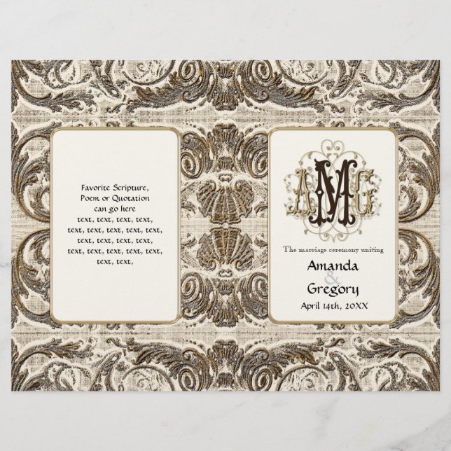 Programa Elegante Antiquado Barroco Dourado, Casam (Frente)