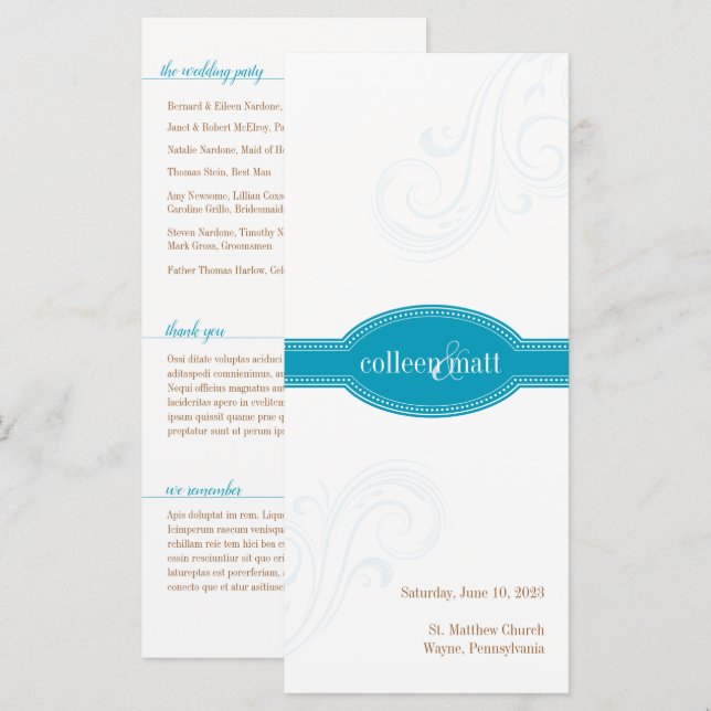 Programa Elegante Aqua, Coleção Caroline Wedding (Frente/Verso)