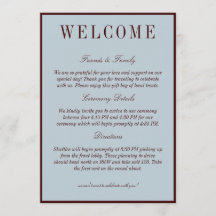 Elegante Azul Francês e Casamento Burgundy Bem-vin
