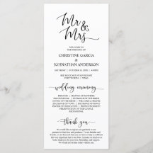 Elegante Black Script, Sr. e Sra. Cerimônia de Cas
