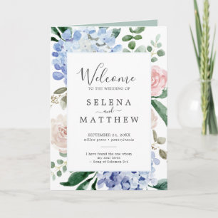 Programa Elegante Blue Hydrangea   Casamento Dobrado Branco