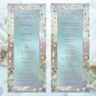 Programa Elegante Blue Watercolor Floral Flat Program