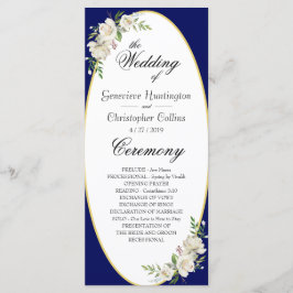 Programa Elegante Boho Blue Floral Ceremony Program