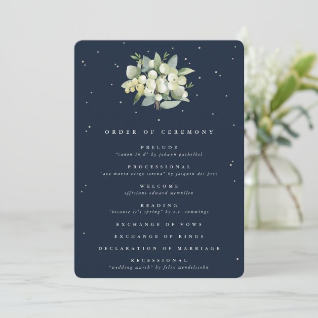 Programa Elegante Buquê de Snowberry+Eucalipto Azul-Marinho (Em pé/Frente)
