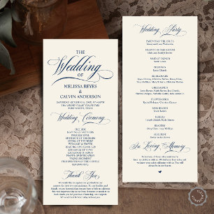 Programa Elegante Cerimônia de Casamento em Azul Naval e Ma
