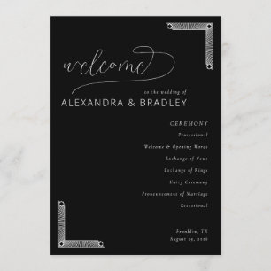 Programa Elegante Cerimônia de Casamento Preta
