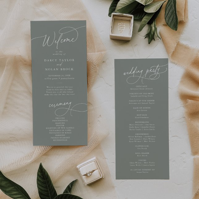 Programa Elegante Charm Flat Dark Sage Weding (Criador carregado)