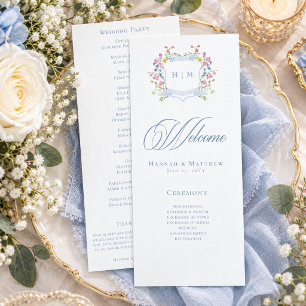 Programa Elegante Crista de Flor Silvestre Pastel Azul Empo
