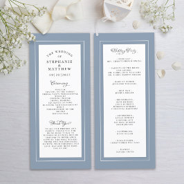 Programa Elegante da Cerimônia de Casamento Azul Dusty