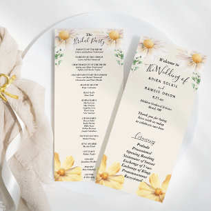 Programa Elegante Daisy Wedding Party Bridal Program