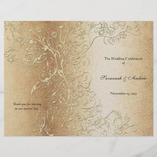 Programa Elegante de Cabeça Dourada com Casamento  (Frente)