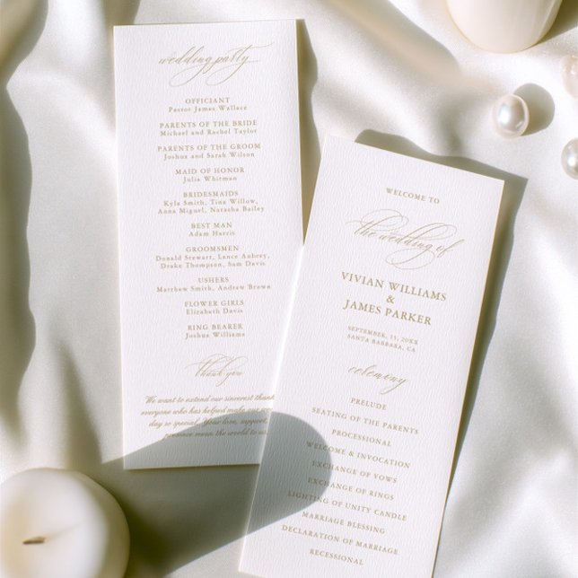 Programa Elegante de Casamento Branco da Caligrafi (Elegant Modern Calligraphy White Wedding Program)
