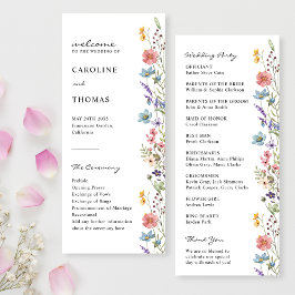 Programa Elegante de Casamento de Boho Wildflower