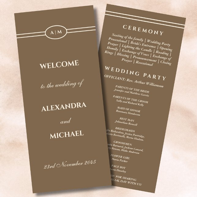 Programa Elegante de Casamento de Creme de Monogra (Criador carregado)
