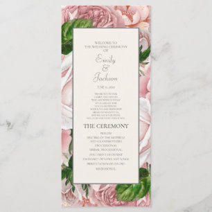 Programa Elegante de Casamento de Creme Floral Ros
