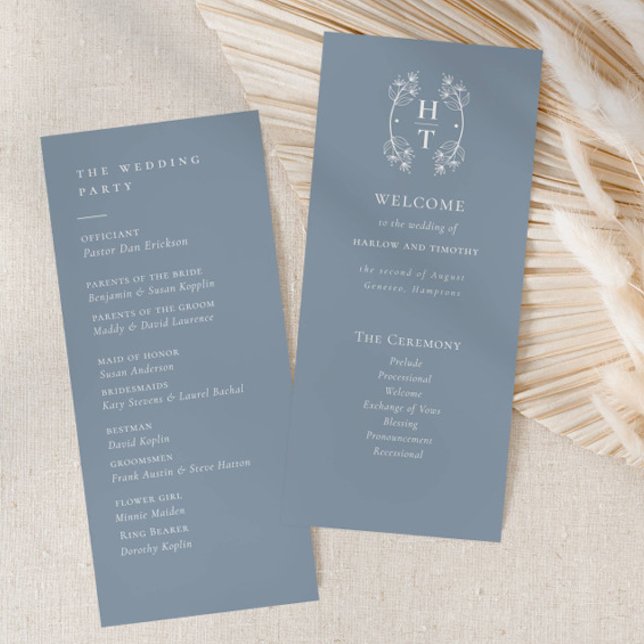 Programa Elegante de Casamento de Crest Monogramas (Criador carregado)