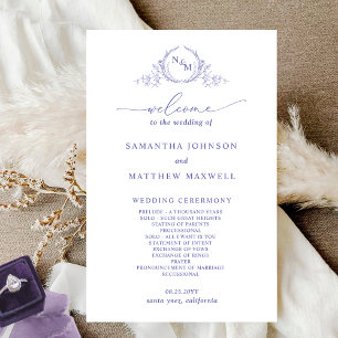 Programa Elegante de Casamento de Lavandas Monogra