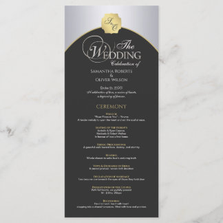 Programa Elegante de Casamento de Monogramas Doura