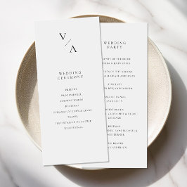 Programa Elegante de Casamento de Monogramas Moder