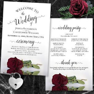 Programa Elegante de Casamento de Rosa de Burgundy