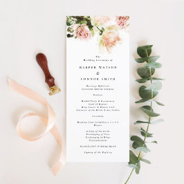 Programa Elegante de Casamento de Rosa Romance