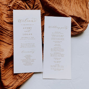 Programa Elegante de Casamento de Script Dourado