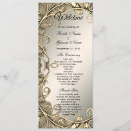 Programa Elegante de Casamento Decorativo Dourado