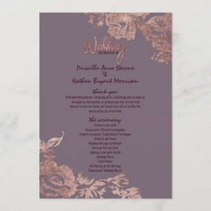 Programa Elegante de Casamento Floral Dourado de R