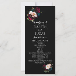 Programa Elegante de Casamento Floral Negro e Vibr