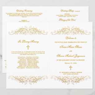 Programa Elegante de Casamento Flourish Dourado
