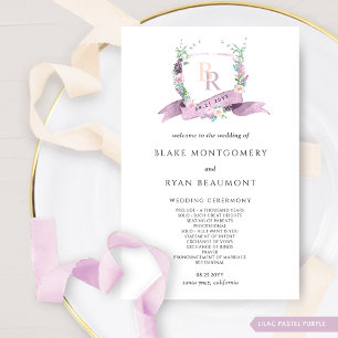 Programa Elegante de Casamento Lilac e Monograma R