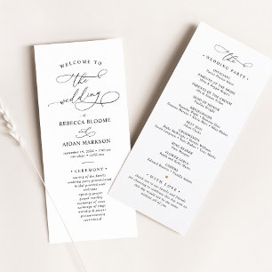 Programa Elegante de Casamento Negro e Branco Clás