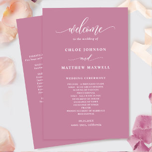 Programa Elegante de Casamento Rosa Moderno