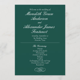 Programa Elegante de Casamento Verde Emerald