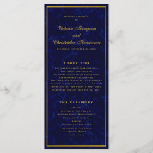 Programa Elegante de Cerimônia de Casamento Azul e