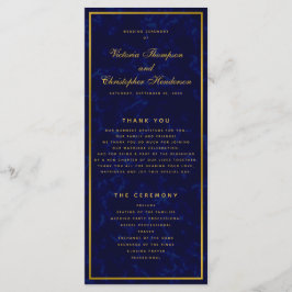 Programa Elegante de Cerimônia de Casamento Azul e