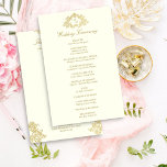 Programa Elegante de marfim e casamento vintage de<br><div class="desc">Cartão do programa de casamento antigo de ouro e marfim vintage. Livro branco barroco estilo cobrir design ornamental e programa de casamento do marfim,  por favor NOTE que existem iniciais a preencher</div>