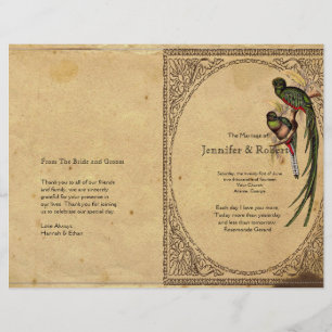 Programa elegante do casamento do pássaro de