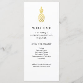 Programa Elegante Dourado de Casamento de Abacaxi