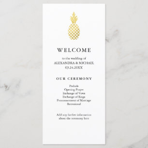 Programa Elegante Dourado de Casamento de Abacaxi