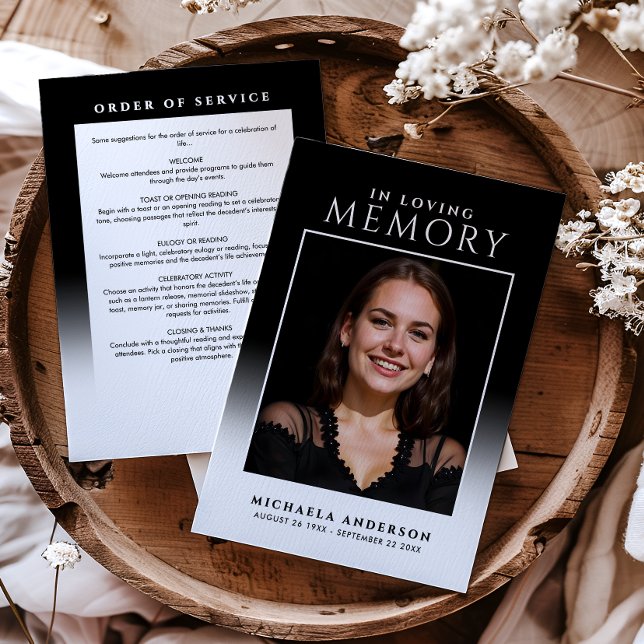 Programa Elegante Em Memória Amorosa Foto Funeral/Memorial (Criador carregado)