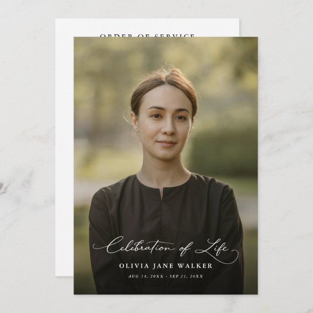 Programa Elegante Foto Funeral Ordem De Serviço Memorial (Frente/Verso)
