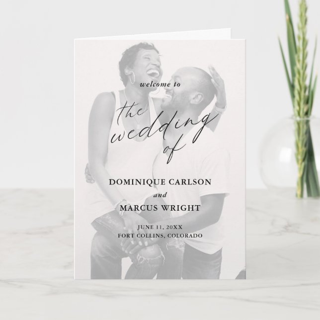 Programa Elegante Fotografia de Caligrafia Casamento Modern (Frente)
