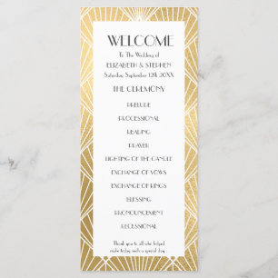 Programa Elegante Gatsby Deco White e Dourado Weding Progra