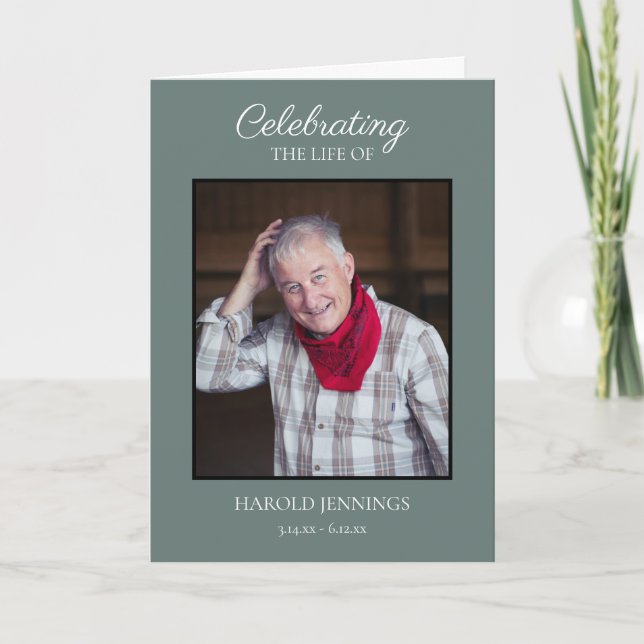 Programa Elegante Green Photo Funeral Memorial (Frente)